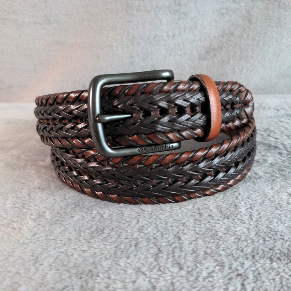 Columbia Braided Belt Single Prong Buckle Men’s Medium 34-36 Brown Black Woven